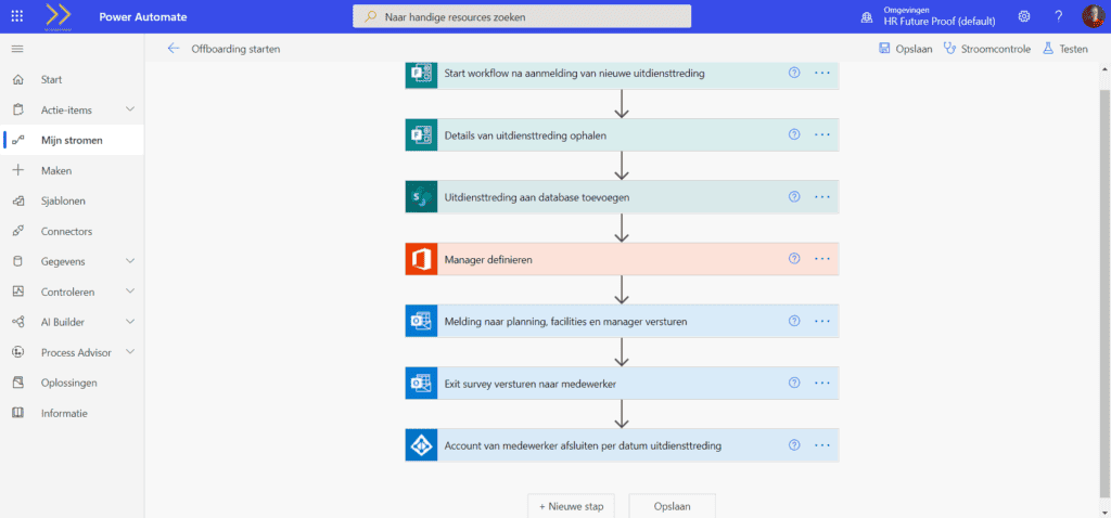 offboarding proces in power automate