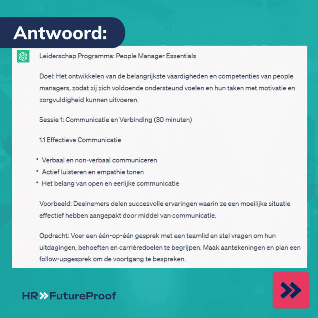 Voorbeeld chatgpt antwoord