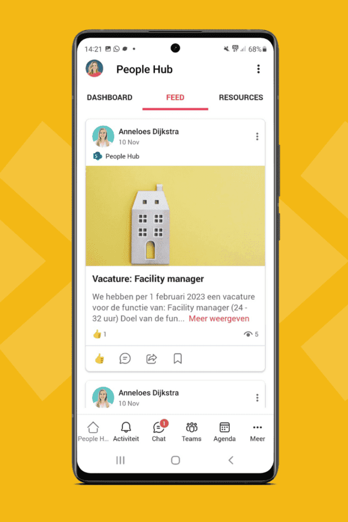 Feed in de mobiele teams app