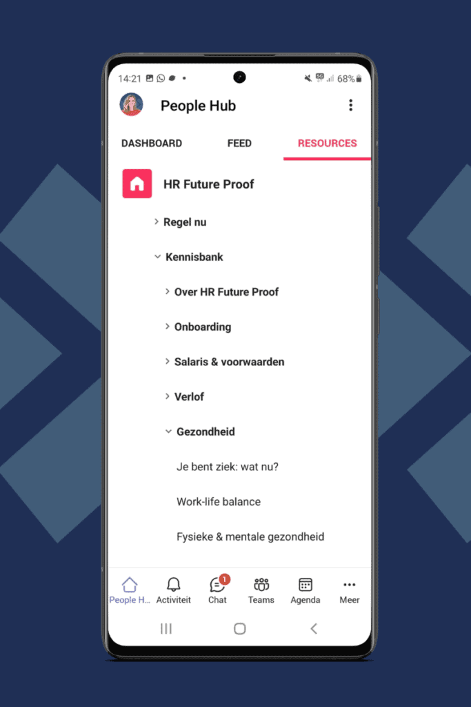 Resources in de mobiele teams app