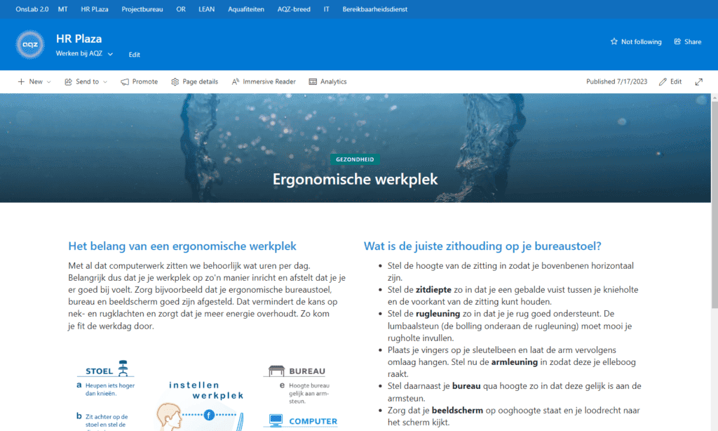 SharePoint pagina op HR Plaza