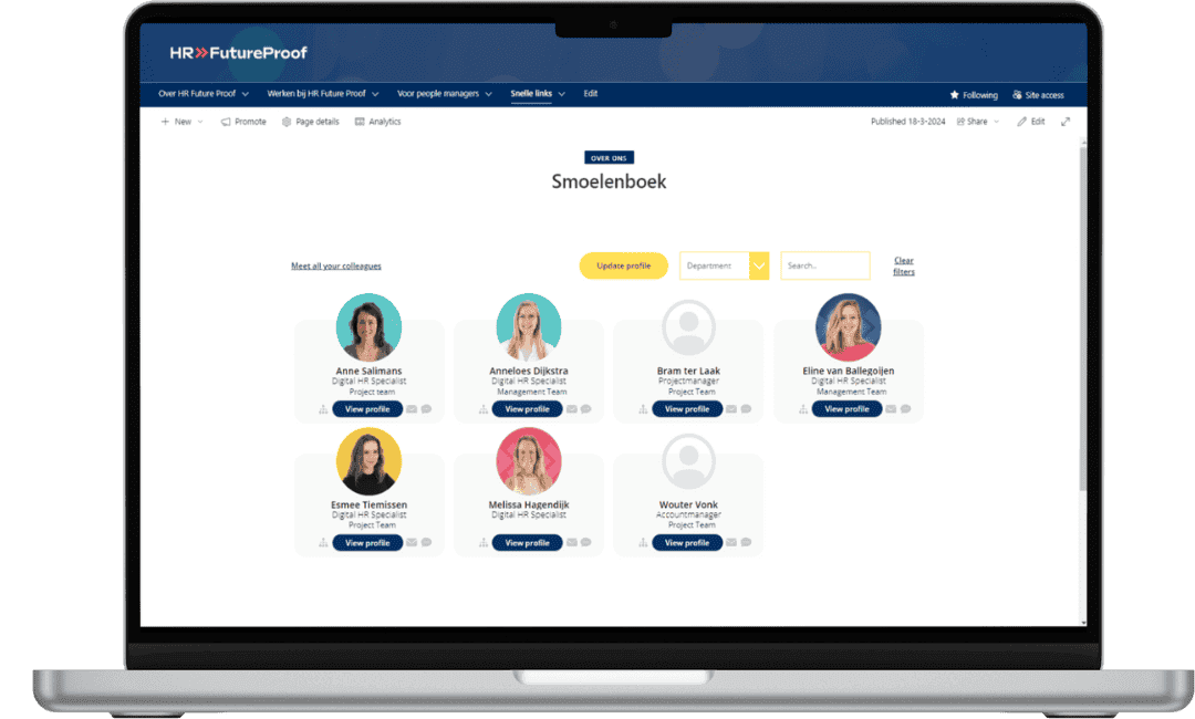 smoelenboek in teams sharepoint