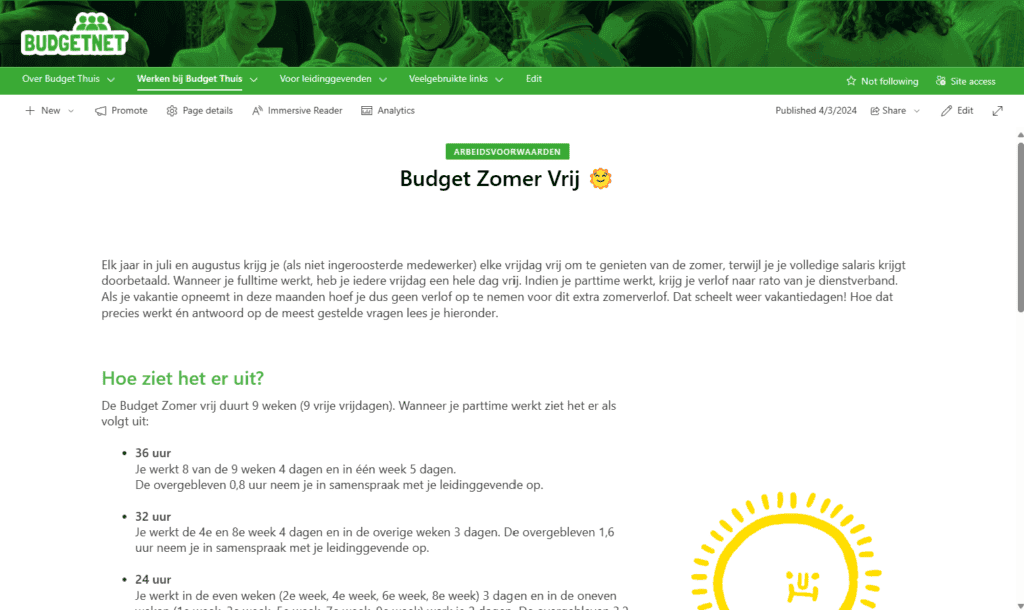 secundaire arbeidsvoorwaarden Budget Thuis