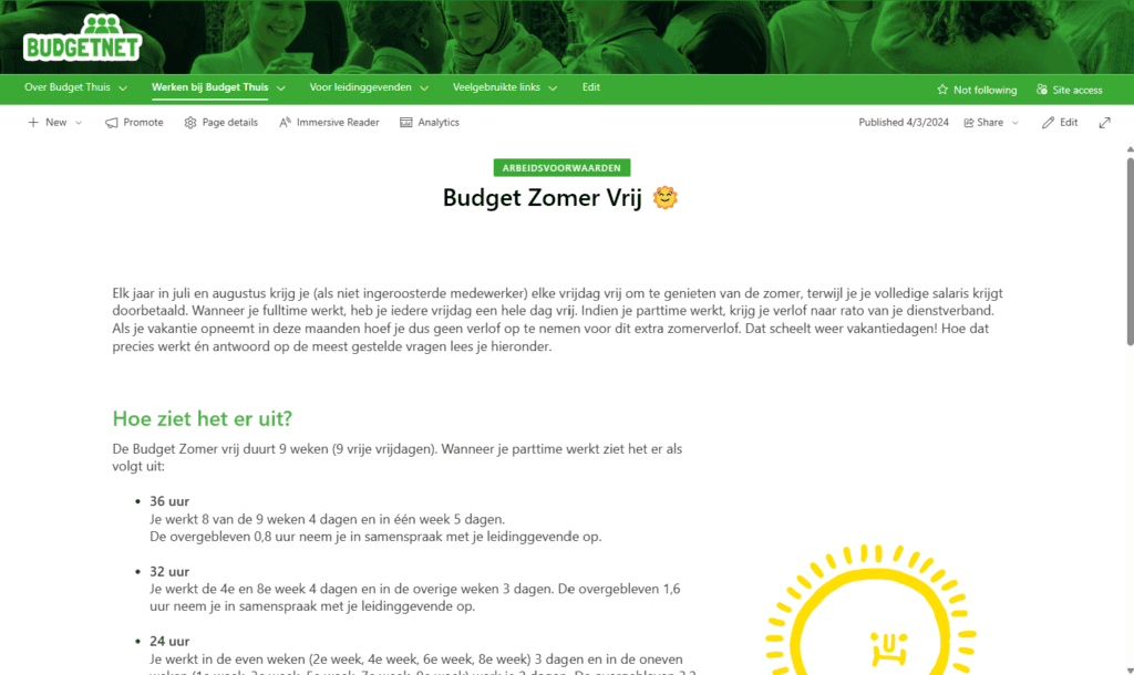 secundaire arbeidsvoorwaarden Budget Thuis
