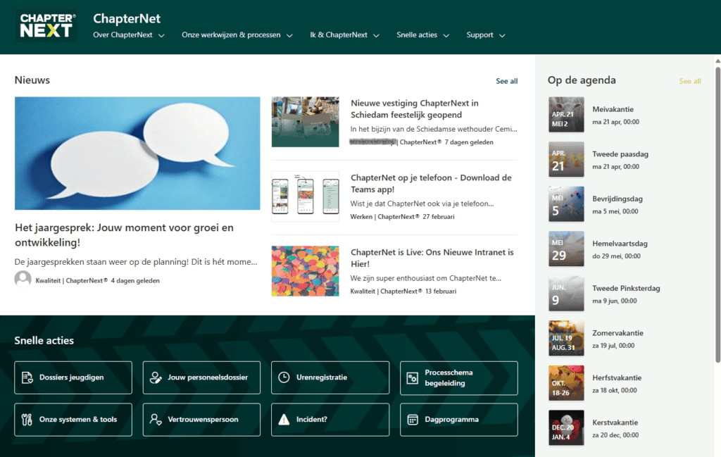 Voorbeeld People Hub homepagina